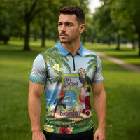 Guyana Christmas Zipper Polo Shirt Macaw Red-fan Parrot Tropical Vibes - Wonder Print Shop