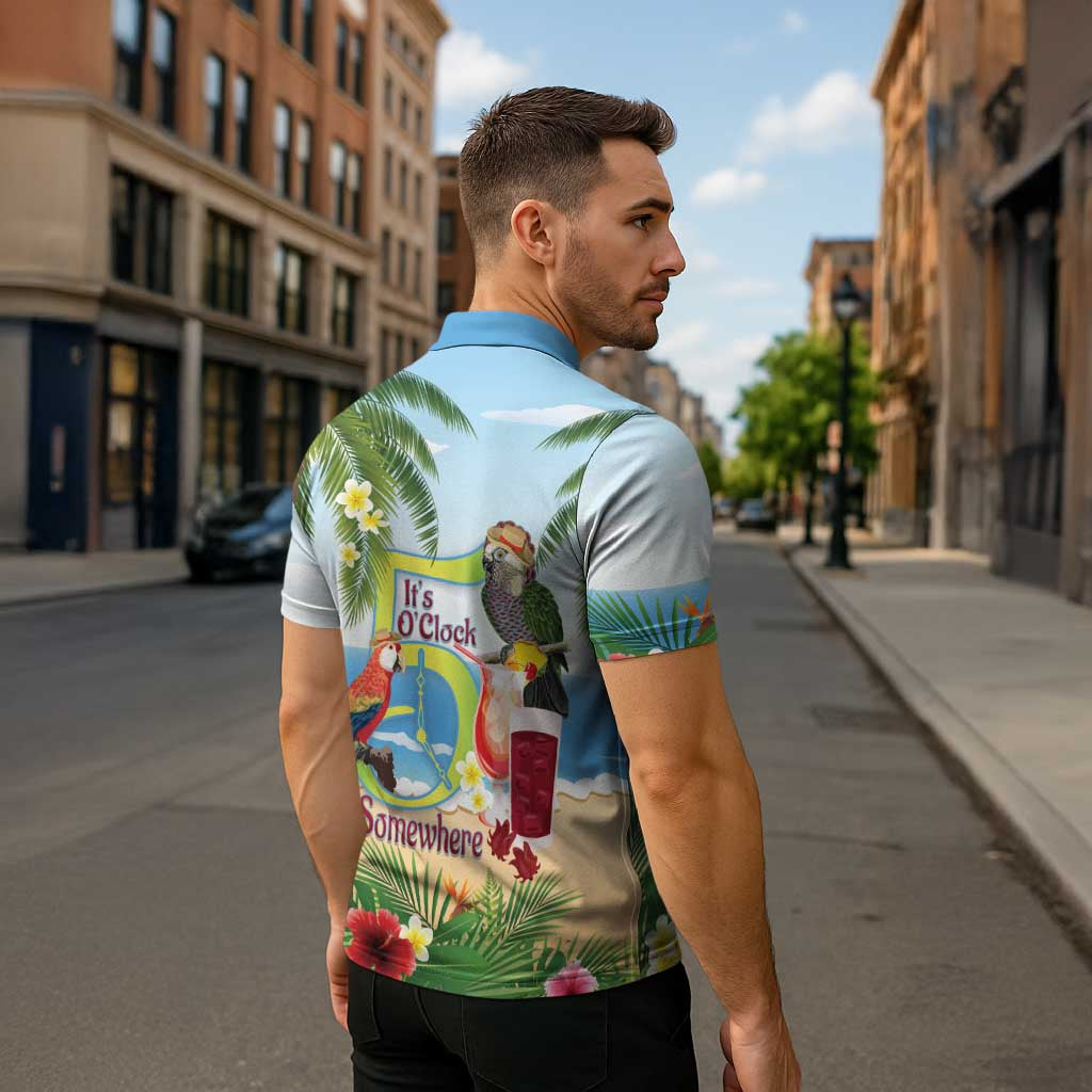 Guyana Christmas Zipper Polo Shirt Macaw Red-fan Parrot Tropical Vibes - Wonder Print Shop