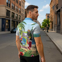 Guyana Christmas Zipper Polo Shirt Macaw Red-fan Parrot Tropical Vibes - Wonder Print Shop