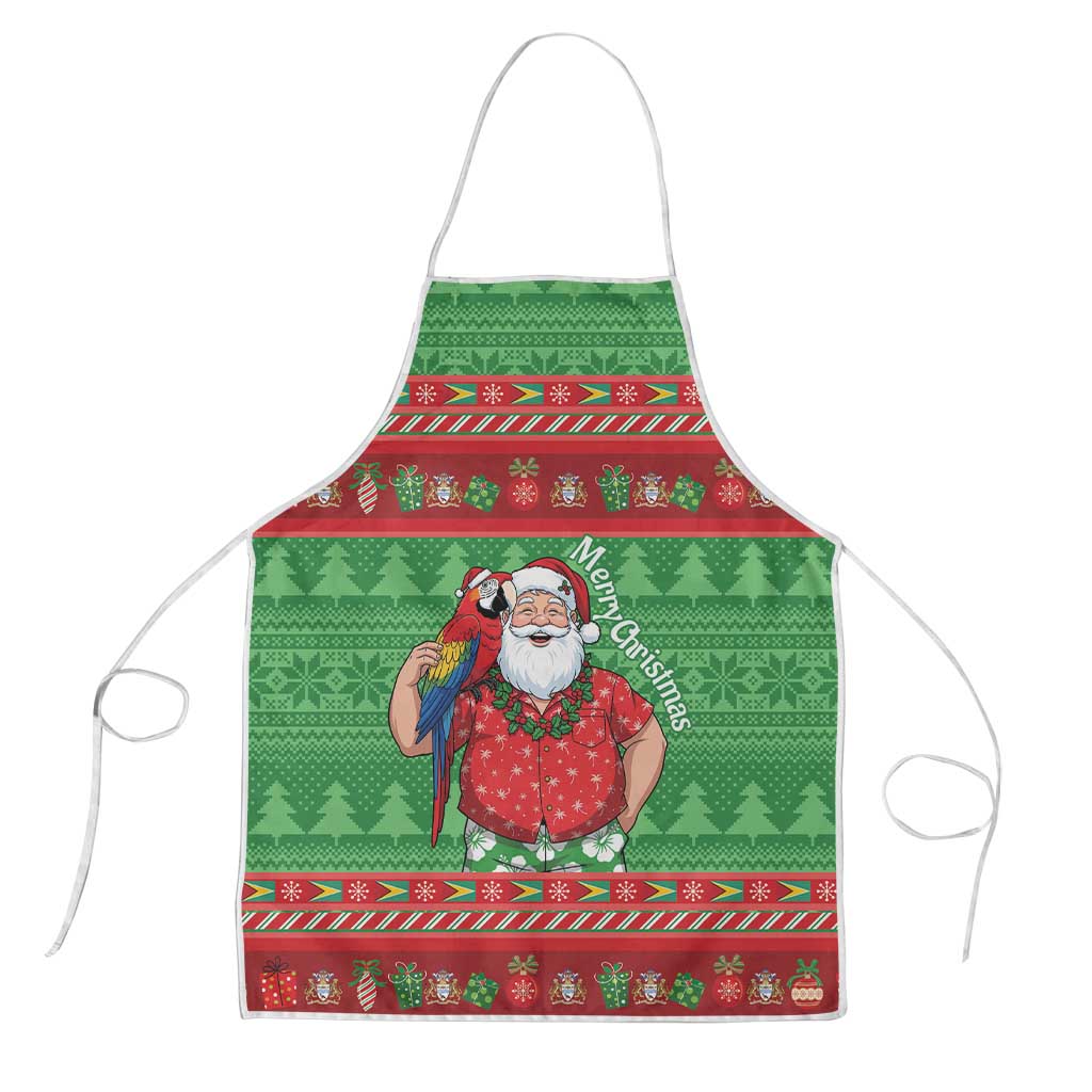 Guyana Christmas Apron Santa With Macaw Parrot Merry Xmas - Wonder Print Shop