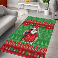 Guyana Christmas Area Rug Santa With Macaw Parrot Merry Xmas - Wonder Print Shop