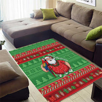 Guyana Christmas Area Rug Santa With Macaw Parrot Merry Xmas - Wonder Print Shop