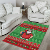Guyana Christmas Area Rug Santa With Macaw Parrot Merry Xmas - Wonder Print Shop