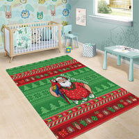 Guyana Christmas Area Rug Santa With Macaw Parrot Merry Xmas - Wonder Print Shop