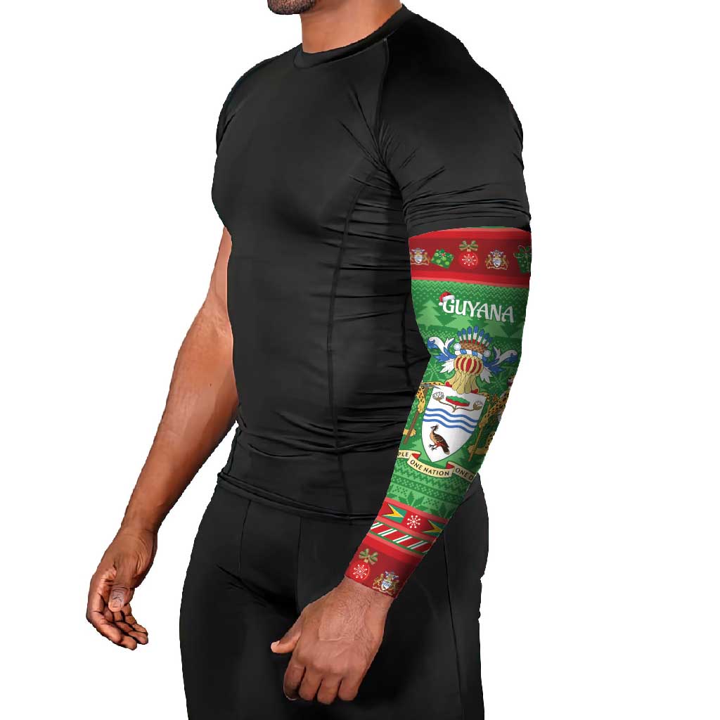 Guyana Christmas Arm Sleeves Santa With Macaw Parrot Merry Xmas - Wonder Print Shop