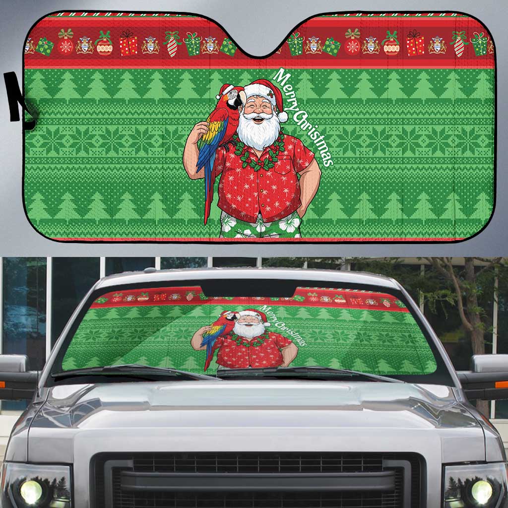 Guyana Christmas Auto Sun Shade Santa With Macaw Parrot Merry Xmas - Wonder Print Shop