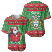 Guyana Christmas Baseball Jersey Santa With Macaw Parrot Merry Xmas - Wonder Print Shop