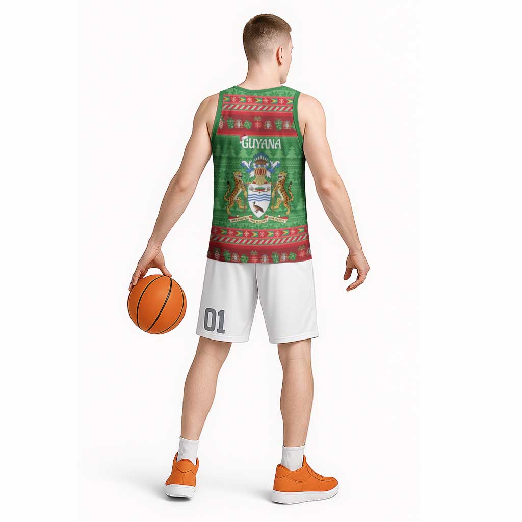Guyana Christmas Basketball Jersey Santa With Macaw Parrot Merry Xmas - Wonder Print Shop