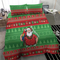 Guyana Christmas Bedding Set Santa With Macaw Parrot Merry Xmas - Wonder Print Shop