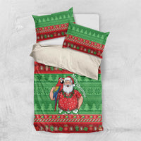 Guyana Christmas Bedding Set Santa With Macaw Parrot Merry Xmas - Wonder Print Shop