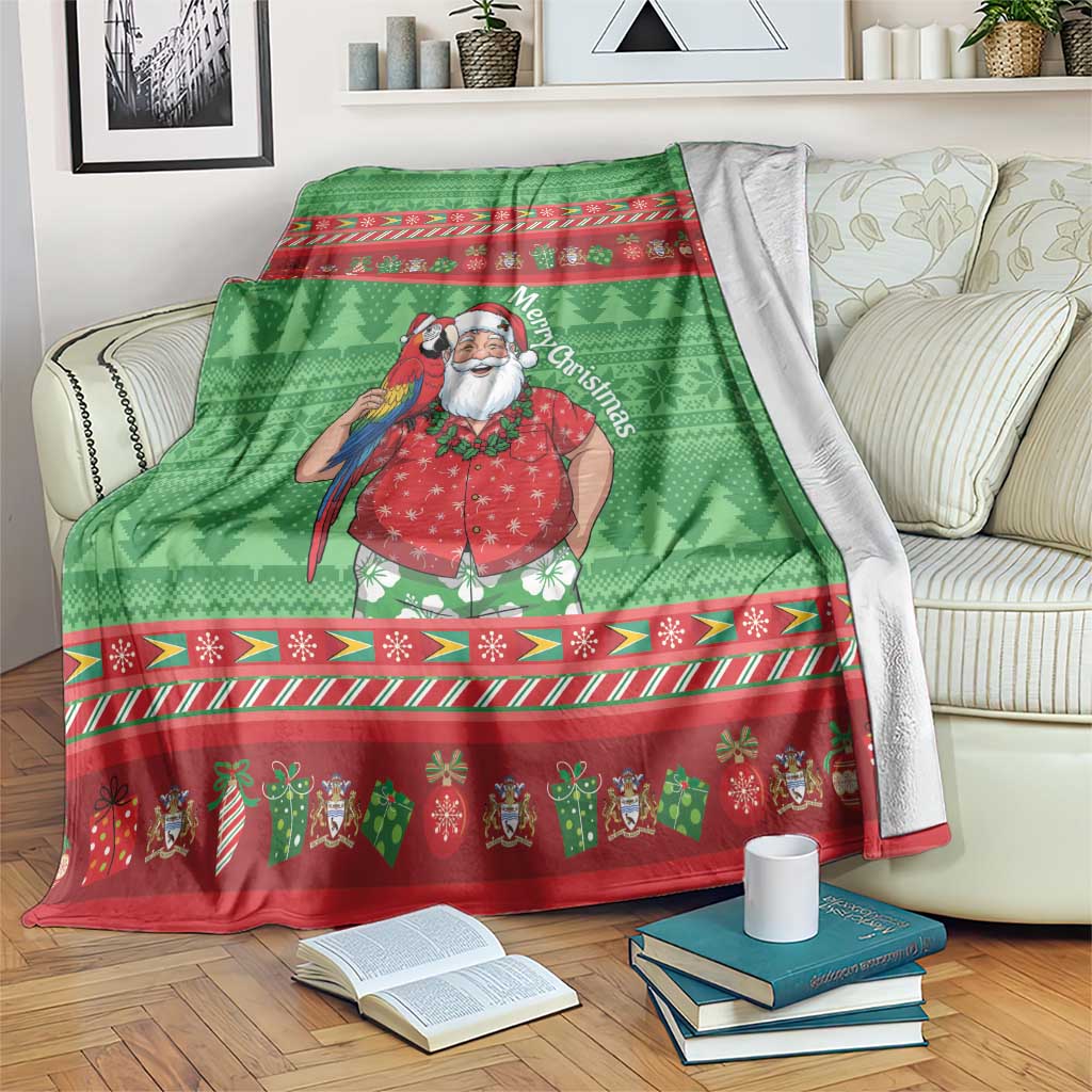 Guyana Christmas Blanket Santa With Macaw Parrot Merry Xmas - Wonder Print Shop