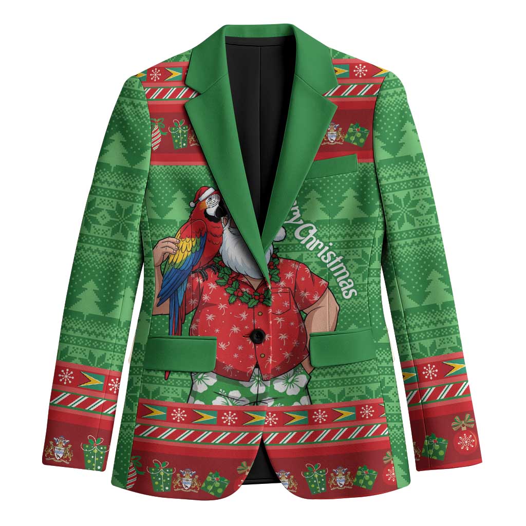 Guyana Christmas Blazer Santa With Macaw Parrot Merry Xmas - Wonder Print Shop