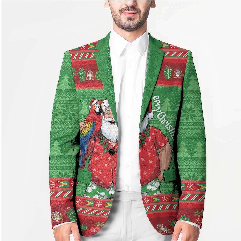 Guyana Christmas Blazer Santa With Macaw Parrot Merry Xmas - Wonder Print Shop