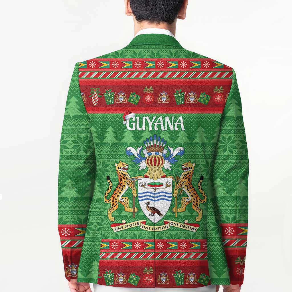Guyana Christmas Blazer Santa With Macaw Parrot Merry Xmas - Wonder Print Shop