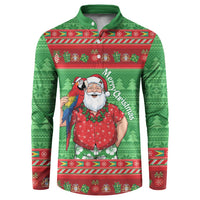 Guyana Christmas Button Sweatshirt Santa With Macaw Parrot Merry Xmas - Wonder Print Shop