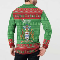 Guyana Christmas Button Sweatshirt Santa With Macaw Parrot Merry Xmas - Wonder Print Shop