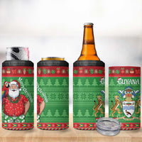 Guyana Christmas 4 in 1 Can Cooler Tumbler Santa With Macaw Parrot Merry Xmas - Wonder Print Shop