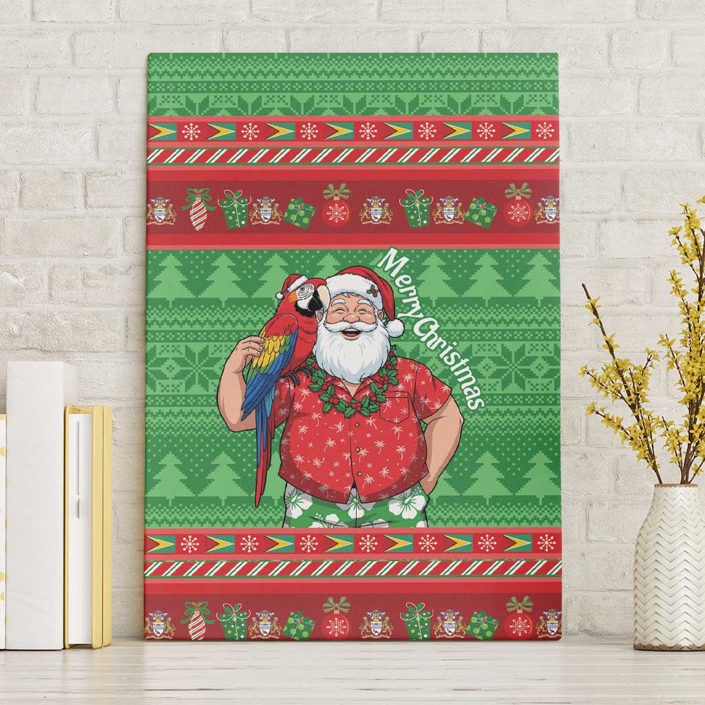 Guyana Christmas Canvas Wall Art Santa With Macaw Parrot Merry Xmas - Wonder Print Shop
