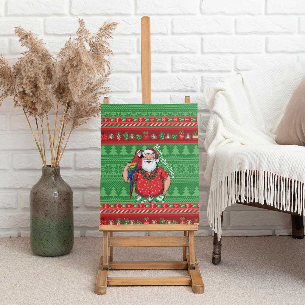 Guyana Christmas Canvas Wall Art Santa With Macaw Parrot Merry Xmas - Wonder Print Shop