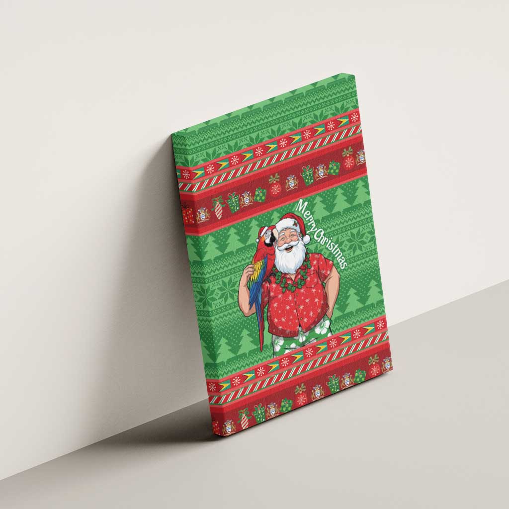 Guyana Christmas Canvas Wall Art Santa With Macaw Parrot Merry Xmas - Wonder Print Shop