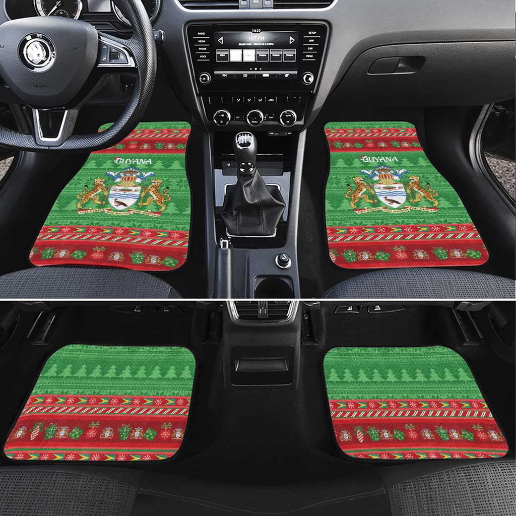 Guyana Christmas Car Mats Santa With Macaw Parrot Merry Xmas - Wonder Print Shop