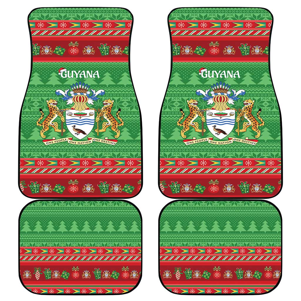 Guyana Christmas Car Mats Santa With Macaw Parrot Merry Xmas - Wonder Print Shop