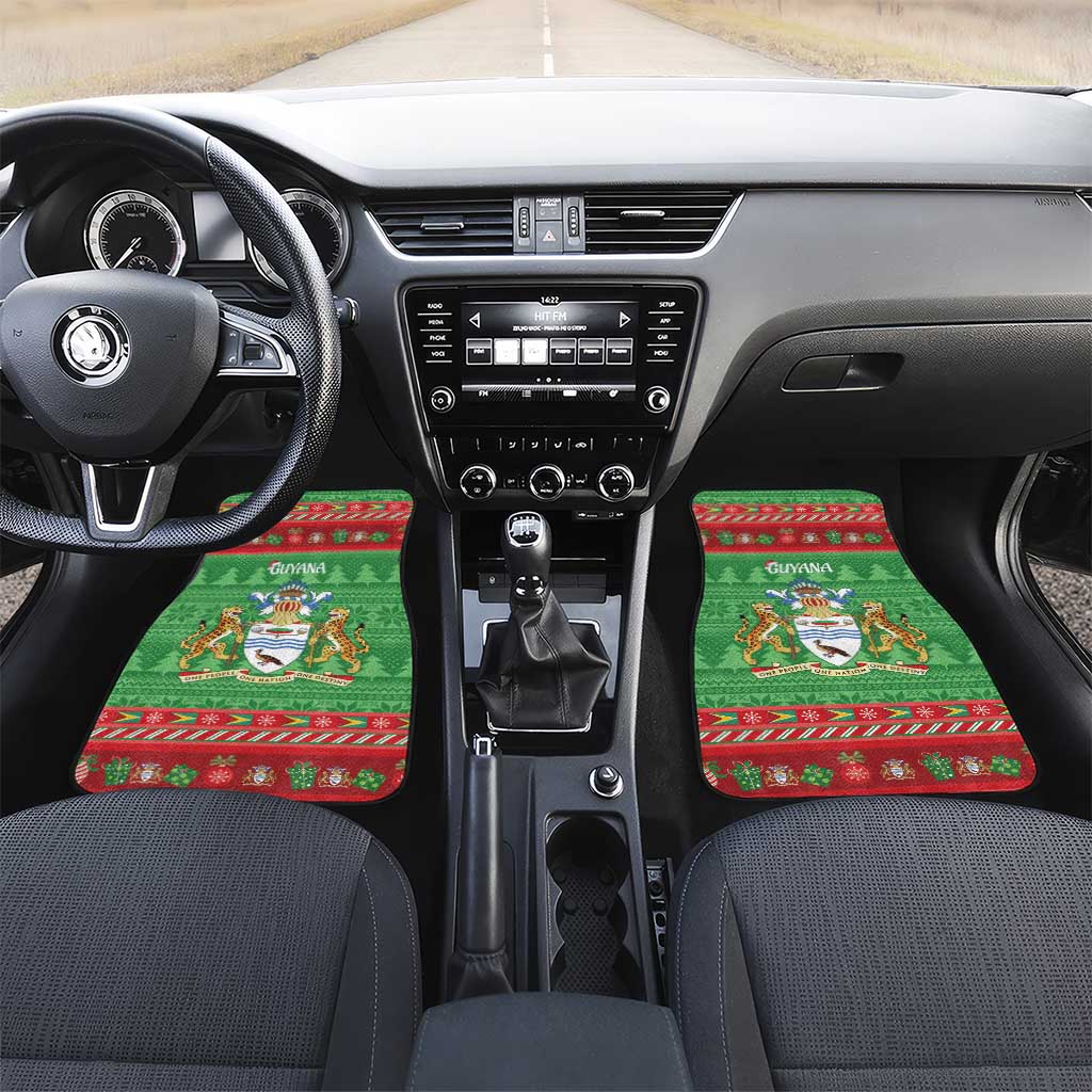 Guyana Christmas Car Mats Santa With Macaw Parrot Merry Xmas - Wonder Print Shop