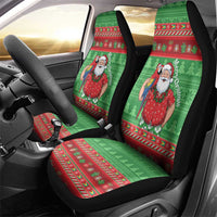 Guyana Christmas Car Seat Cover Santa With Macaw Parrot Merry Xmas - Wonder Print Shop