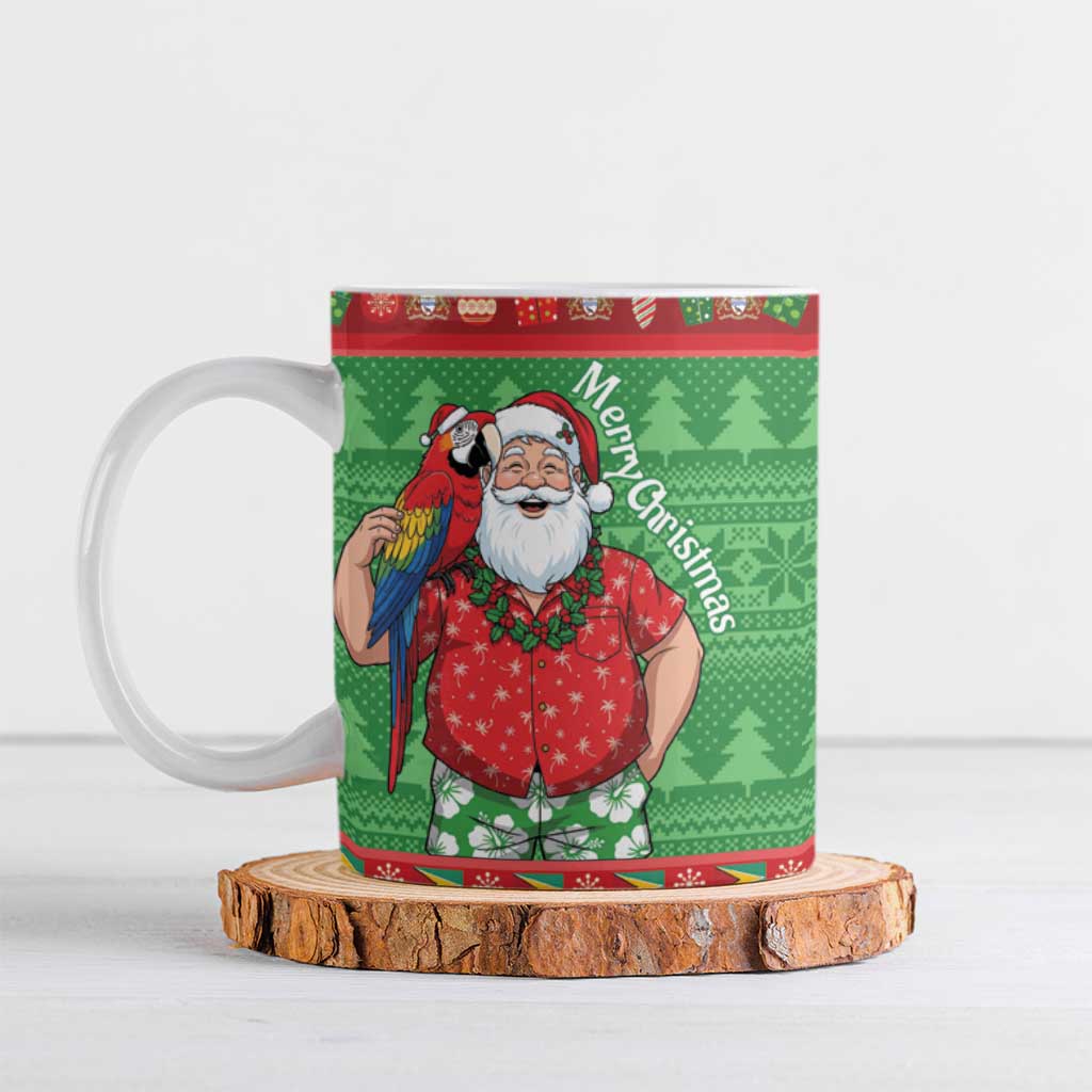 Guyana Christmas Ceramic Mug Santa With Macaw Parrot Merry Xmas - Wonder Print Shop