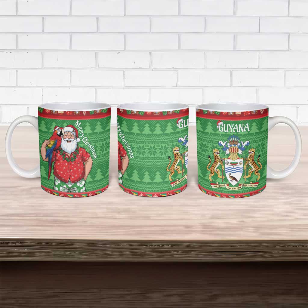 Guyana Christmas Ceramic Mug Santa With Macaw Parrot Merry Xmas - Wonder Print Shop