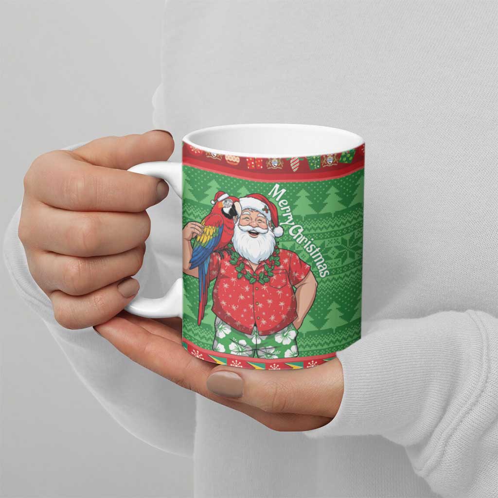 Guyana Christmas Ceramic Mug Santa With Macaw Parrot Merry Xmas - Wonder Print Shop
