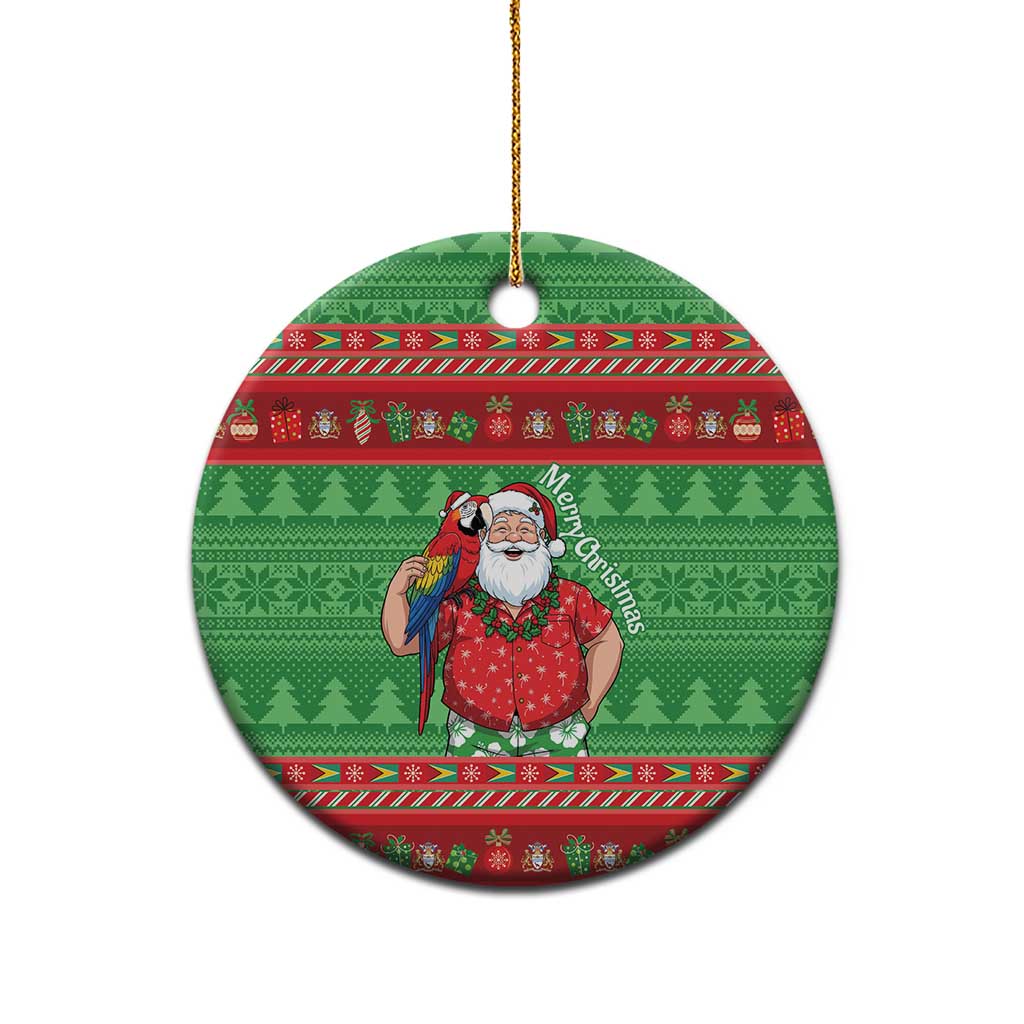 Guyana Christmas Ceramic Ornament Santa With Macaw Parrot Merry Xmas - Wonder Print Shop