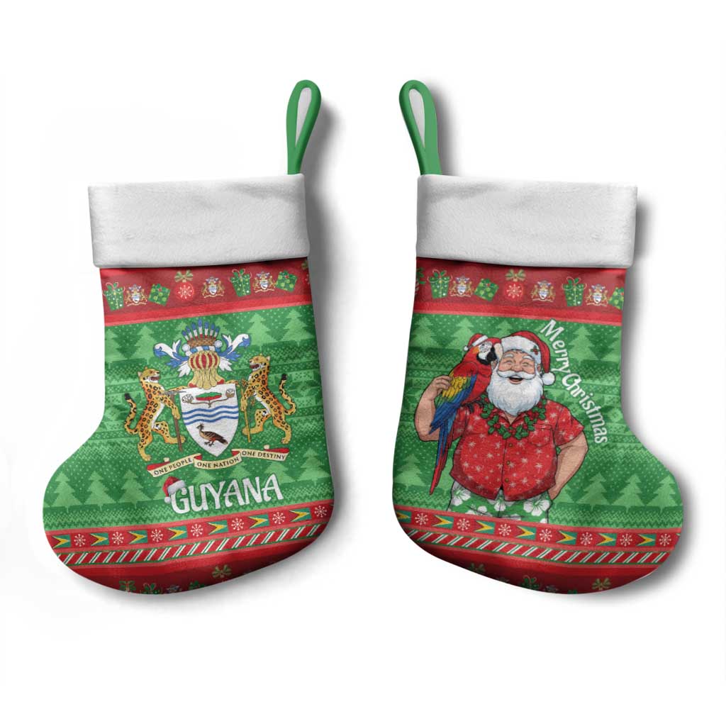 Guyana Christmas Stocking Santa With Macaw Parrot Merry Xmas - Wonder Print Shop