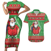 Guyana Christmas Couples Matching Short Sleeve Bodycon Dress and Hawaiian Shirt Santa With Macaw Parrot Merry Xmas - Wonder Print Shop