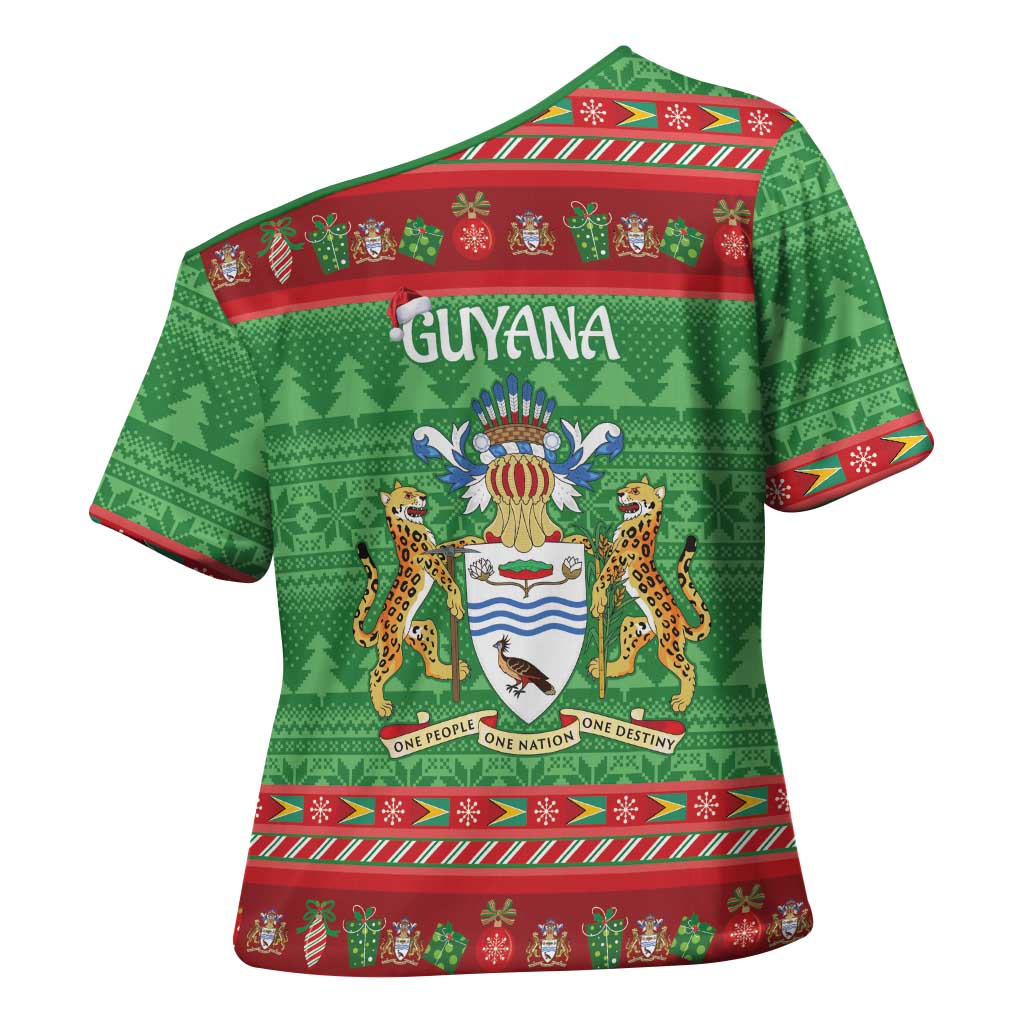 Guyana Christmas Cross Shoulder Shirt Santa With Macaw Parrot Merry Xmas - Wonder Print Shop