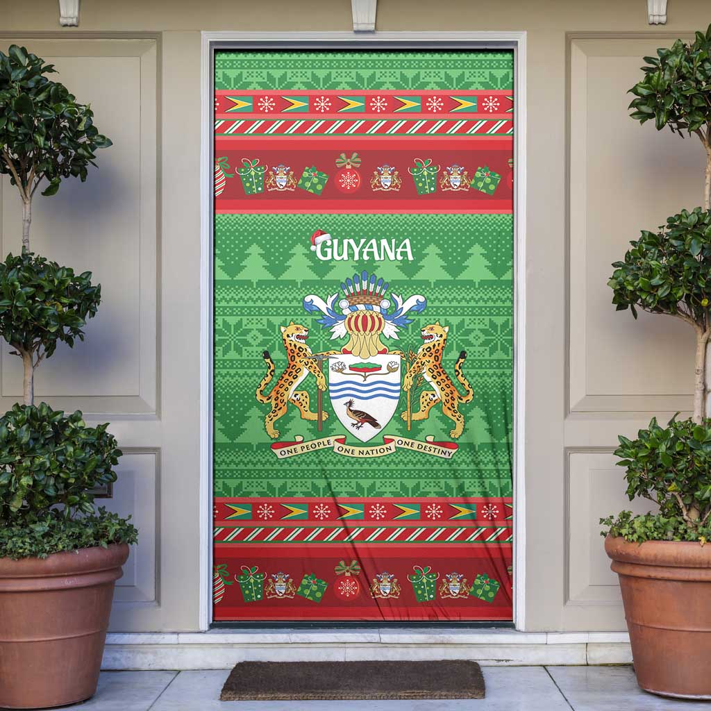 Guyana Christmas Door Cover Santa With Macaw Parrot Merry Xmas - Wonder Print Shop