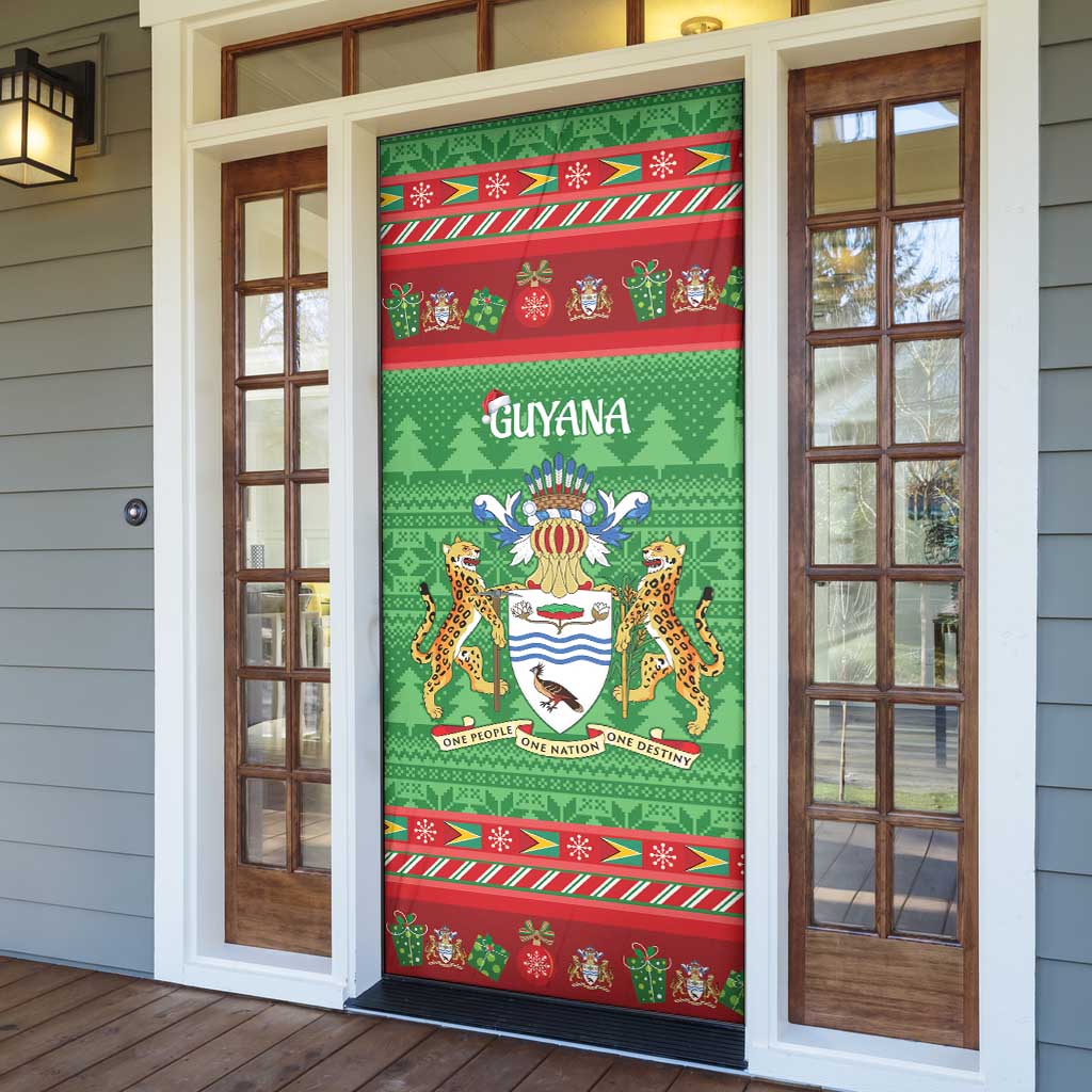 Guyana Christmas Door Cover Santa With Macaw Parrot Merry Xmas - Wonder Print Shop