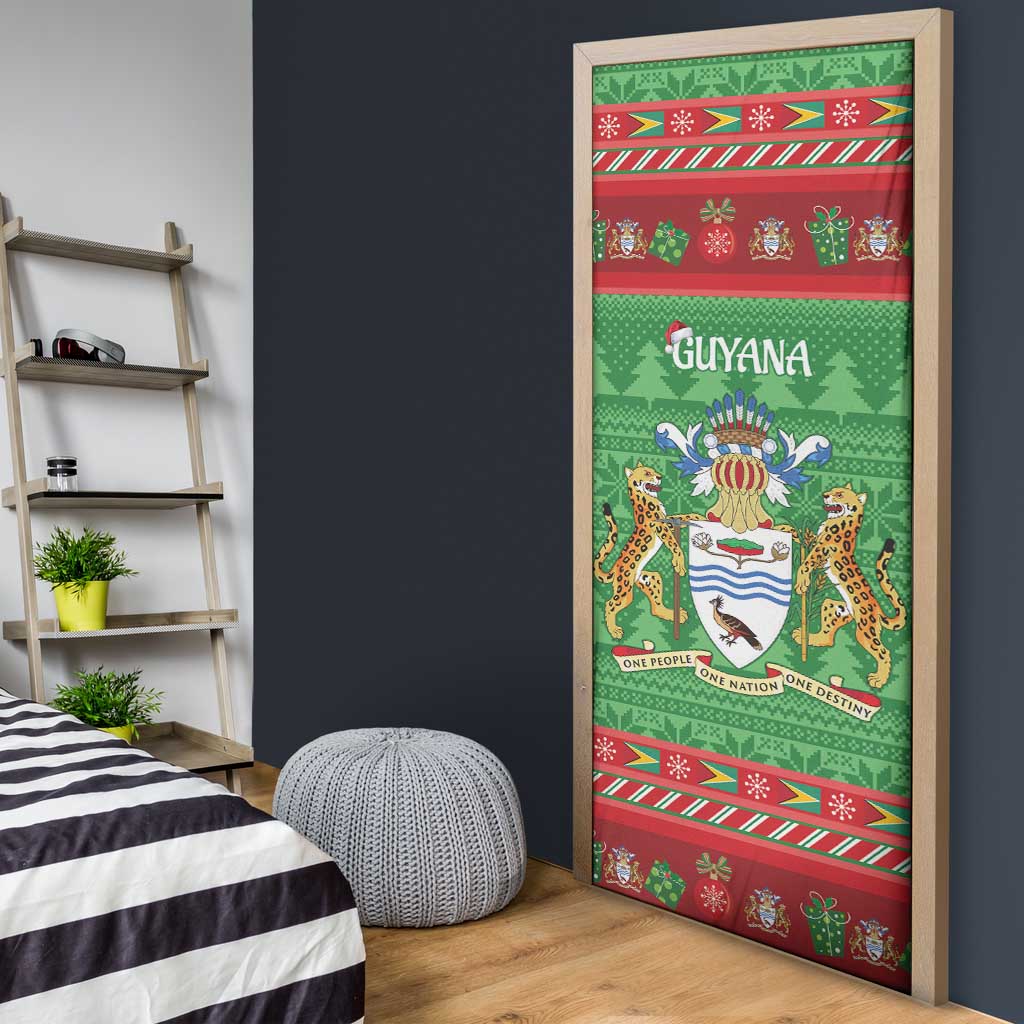 Guyana Christmas Door Cover Santa With Macaw Parrot Merry Xmas - Wonder Print Shop