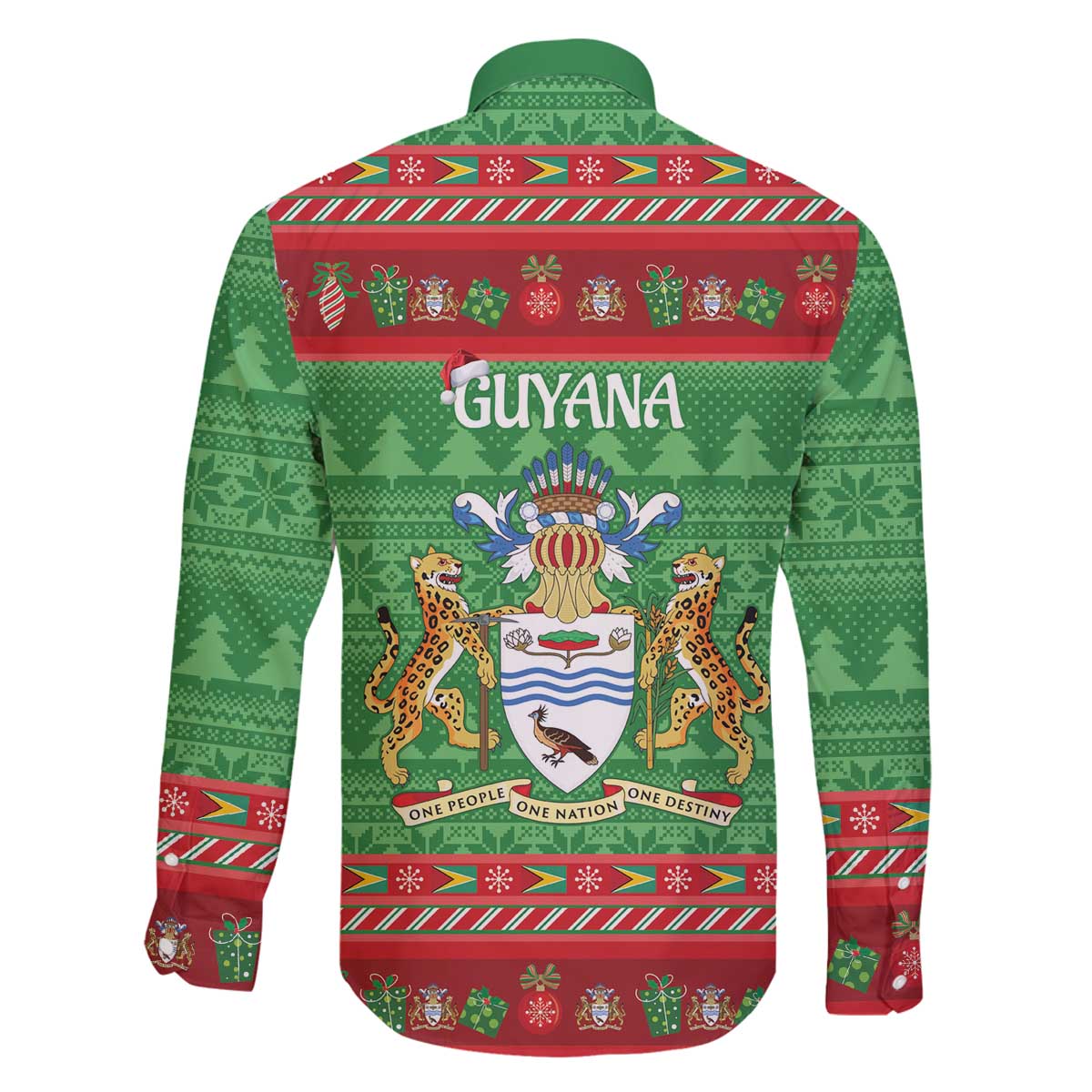 Guyana Christmas Family Matching Off The Shoulder Long Sleeve Dress and Hawaiian Shirt Santa With Macaw Parrot Merry Xmas - Wonder Print Shop