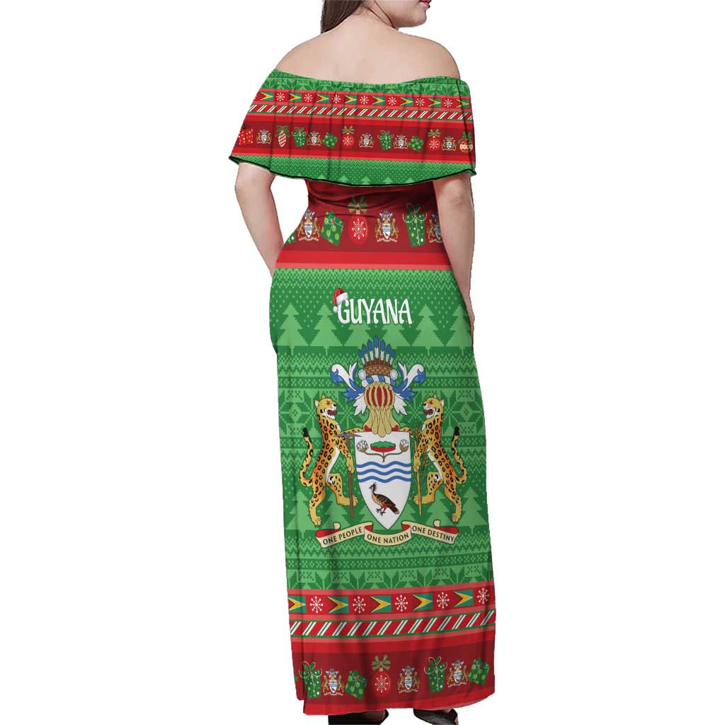 Guyana Christmas Family Matching Off Shoulder Maxi Dress and Hawaiian Shirt Santa With Macaw Parrot Merry Xmas - Wonder Print Shop