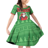 Guyana Christmas Family Matching Off Shoulder Short Dress and Hawaiian Shirt Santa With Macaw Parrot Merry Xmas - Wonder Print Shop