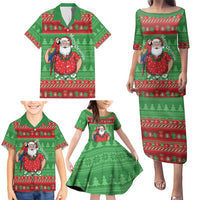 Guyana Christmas Family Matching Puletasi and Hawaiian Shirt Santa With Macaw Parrot Merry Xmas - Wonder Print Shop