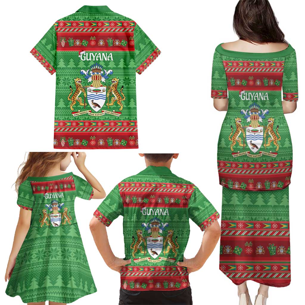 Guyana Christmas Family Matching Puletasi and Hawaiian Shirt Santa With Macaw Parrot Merry Xmas - Wonder Print Shop