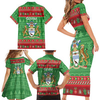 Guyana Christmas Family Matching Short Sleeve Bodycon Dress and Hawaiian Shirt Santa With Macaw Parrot Merry Xmas - Wonder Print Shop