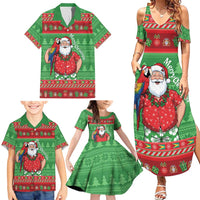 Guyana Christmas Family Matching Summer Maxi Dress and Hawaiian Shirt Santa With Macaw Parrot Merry Xmas - Wonder Print Shop
