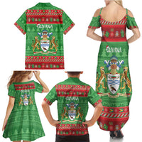 Guyana Christmas Family Matching Summer Maxi Dress and Hawaiian Shirt Santa With Macaw Parrot Merry Xmas - Wonder Print Shop