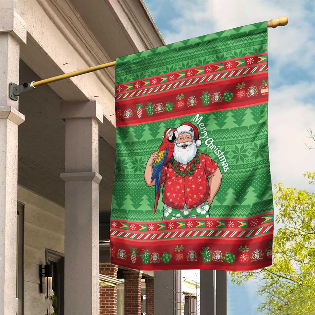 Guyana Christmas Garden Flag Santa With Macaw Parrot Merry Xmas - Wonder Print Shop
