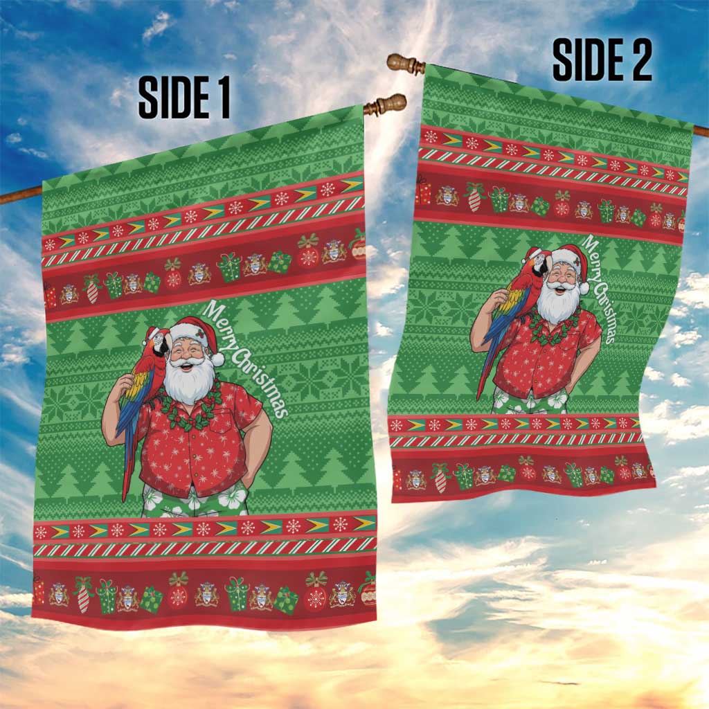 Guyana Christmas Garden Flag Santa With Macaw Parrot Merry Xmas - Wonder Print Shop