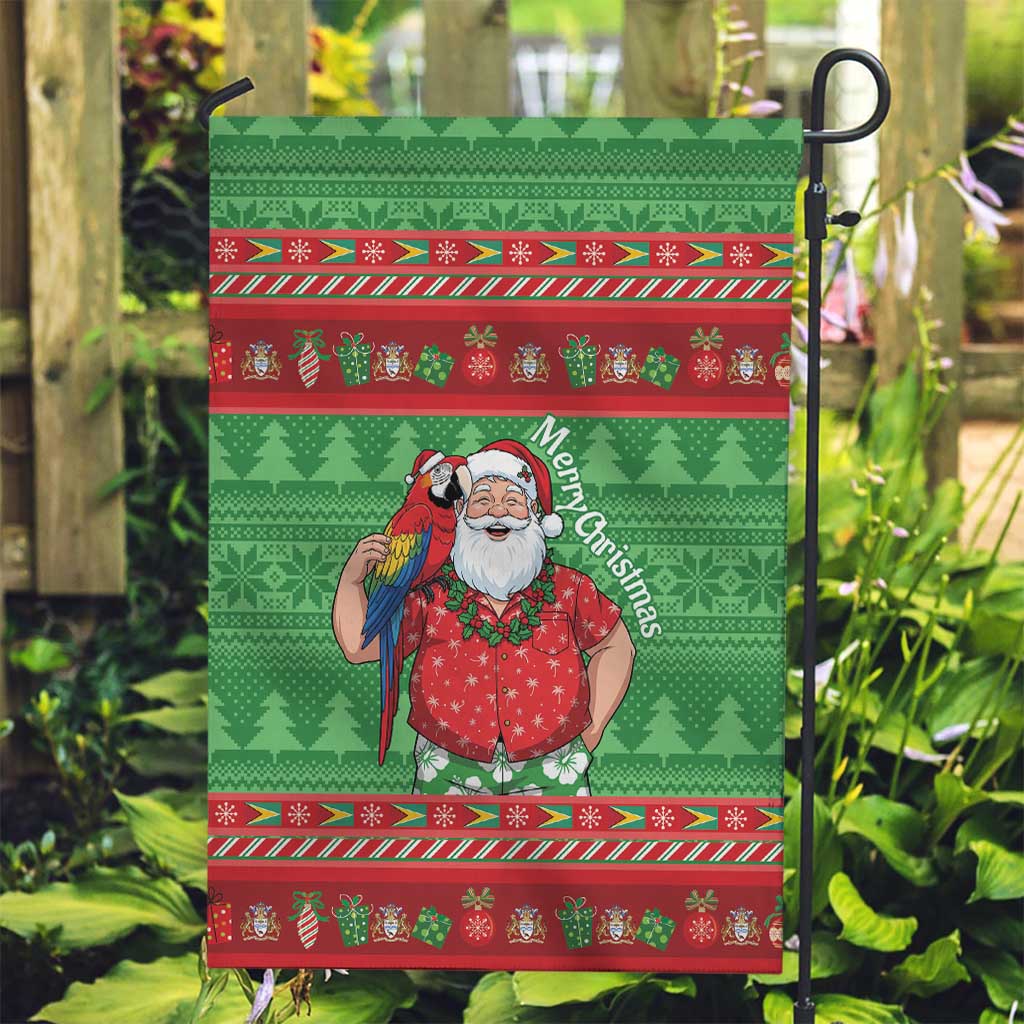 Guyana Christmas Garden Flag Santa With Macaw Parrot Merry Xmas - Wonder Print Shop