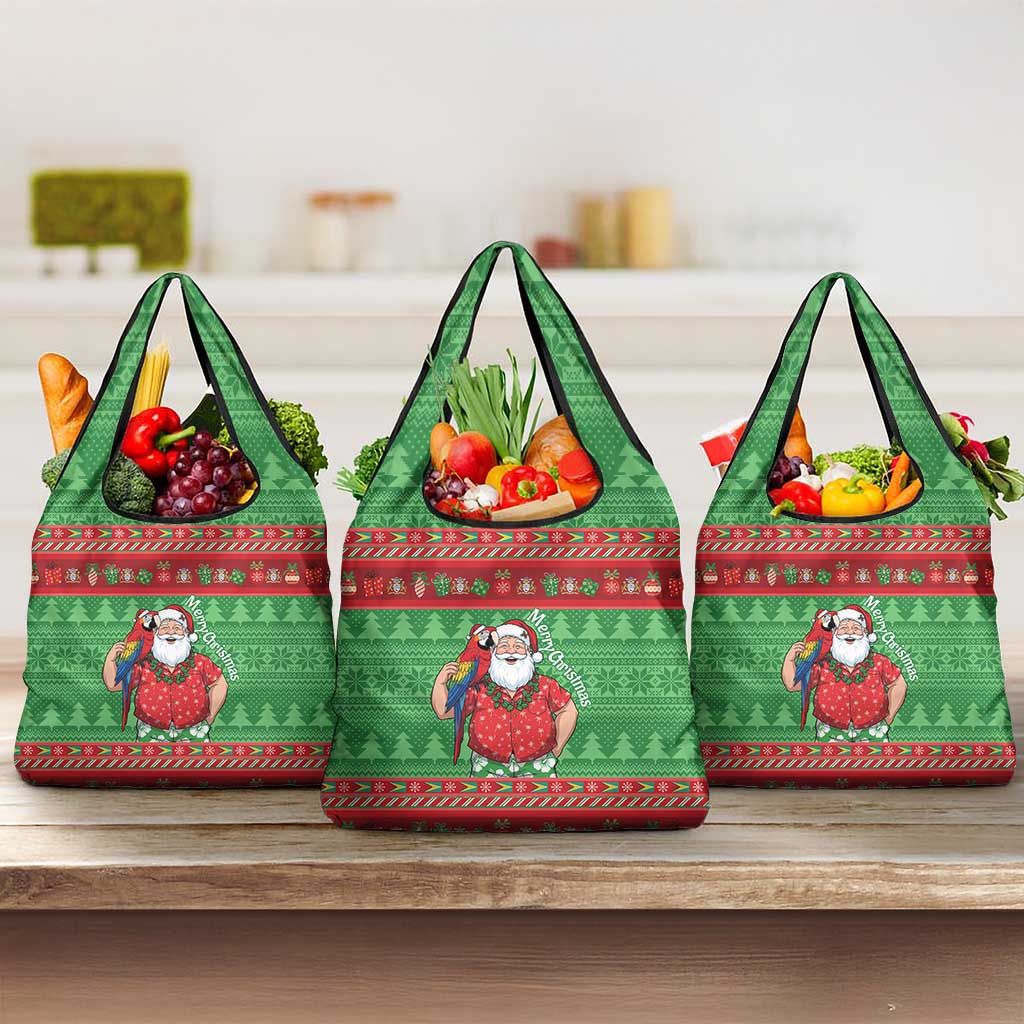 Guyana Christmas Grocery Bag Santa With Macaw Parrot Merry Xmas - Wonder Print Shop